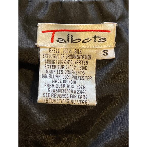 Talbots Vintage 80's Beaded Sequin Silk Jacket Black Women's Small - Picture 6 of 7